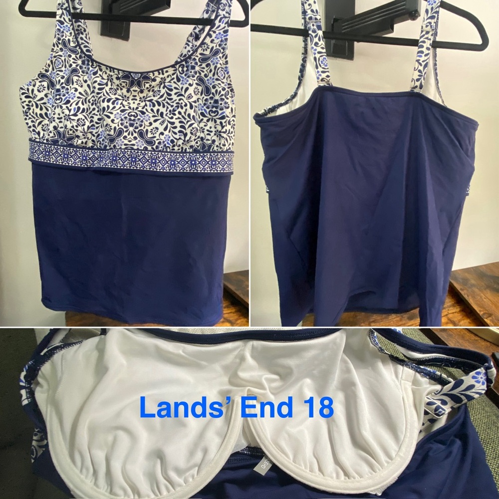 Women's Plus Size Chlorine Resistant Adjustable Underwire Tankini Swimsuit Top.